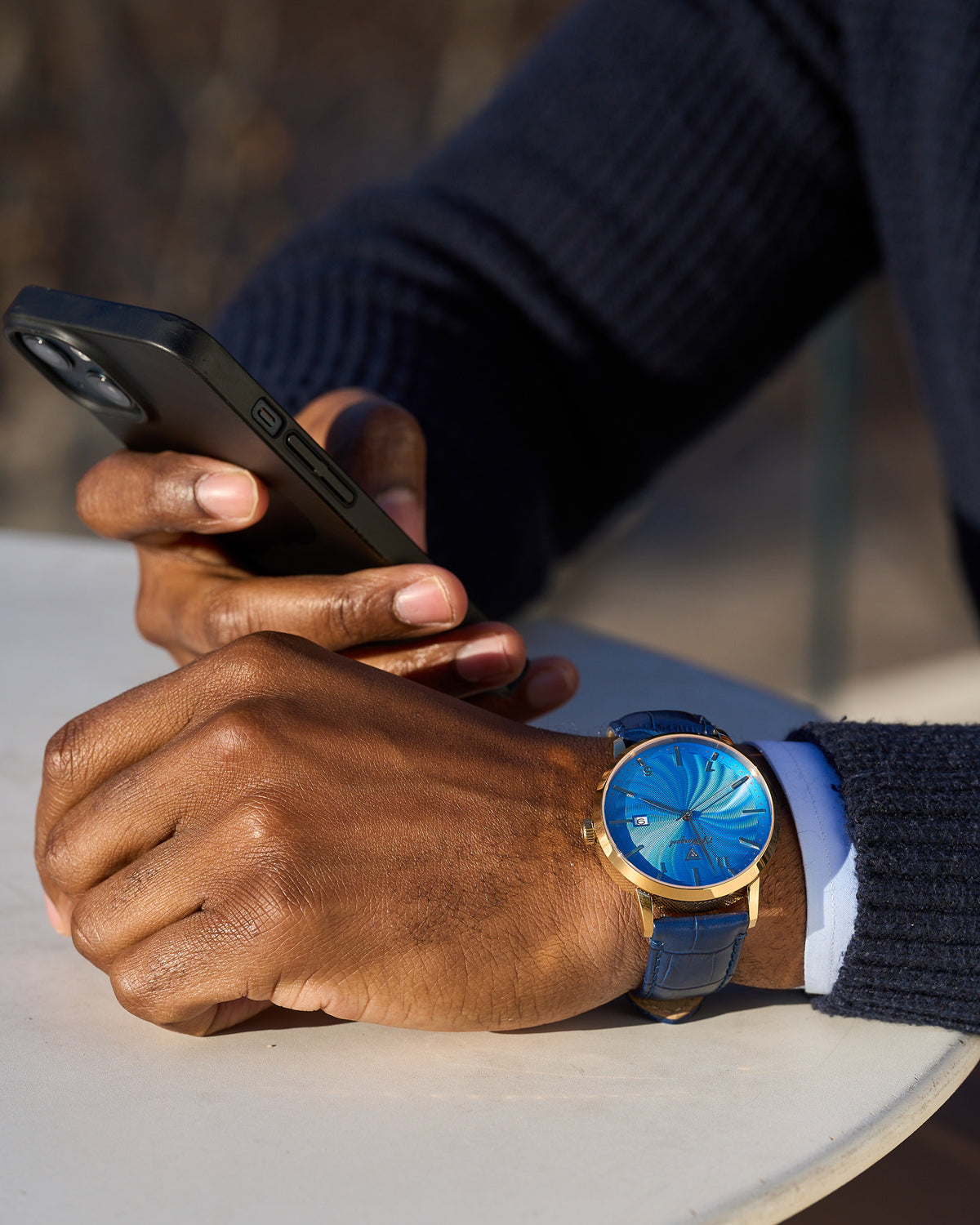J Marquel Odyssey Azure Eternity watch in blue — luxury unisex timepiece