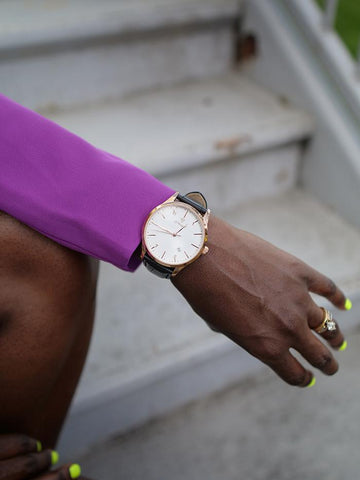  Marquel Daydream Ivory Edge watch in white with black strap — luxury timepiece